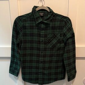 Hurley Kids Dark Green Checkered Button-Down Shirt size medium 10-12